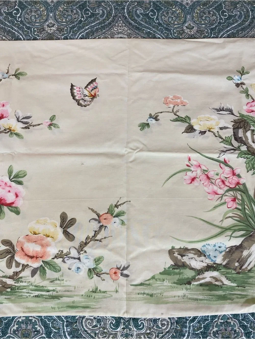 Asian Japanese pillow case by Springmaid floral garden w/butterfly